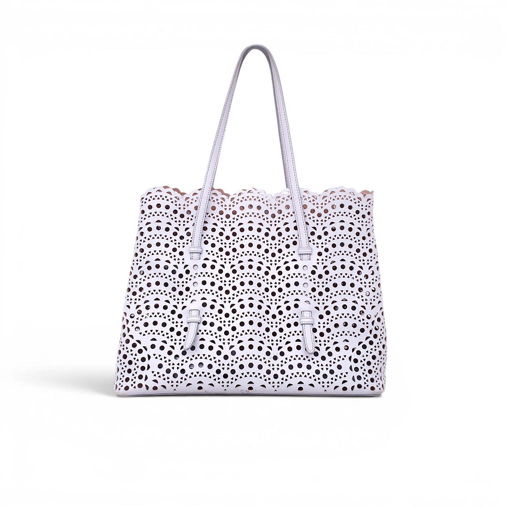 ALAÏA BABY BLUE MINA 32 TOTE BAG