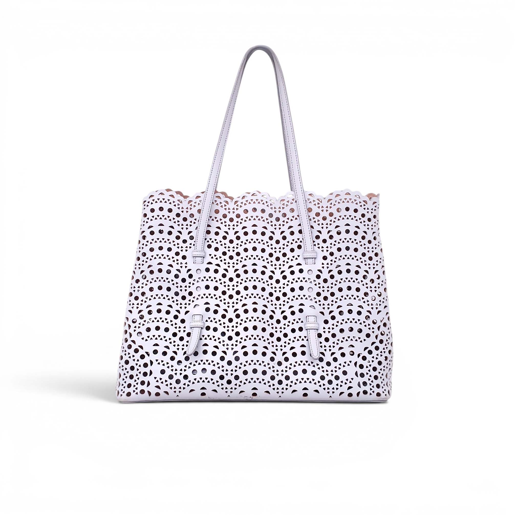ALAÏA BABY BLUE MINA 32 TOTE BAG