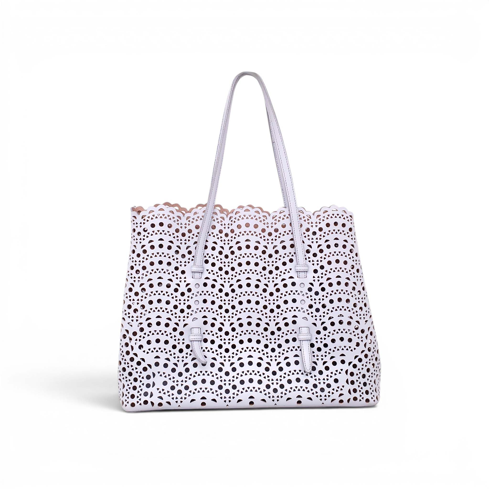 ALAÏA BABY BLUE MINA 32 TOTE BAG