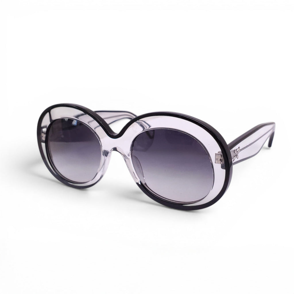 ALAÏA BLACK AND CLEAR CONTRAST LUCITE SUNGLASSES