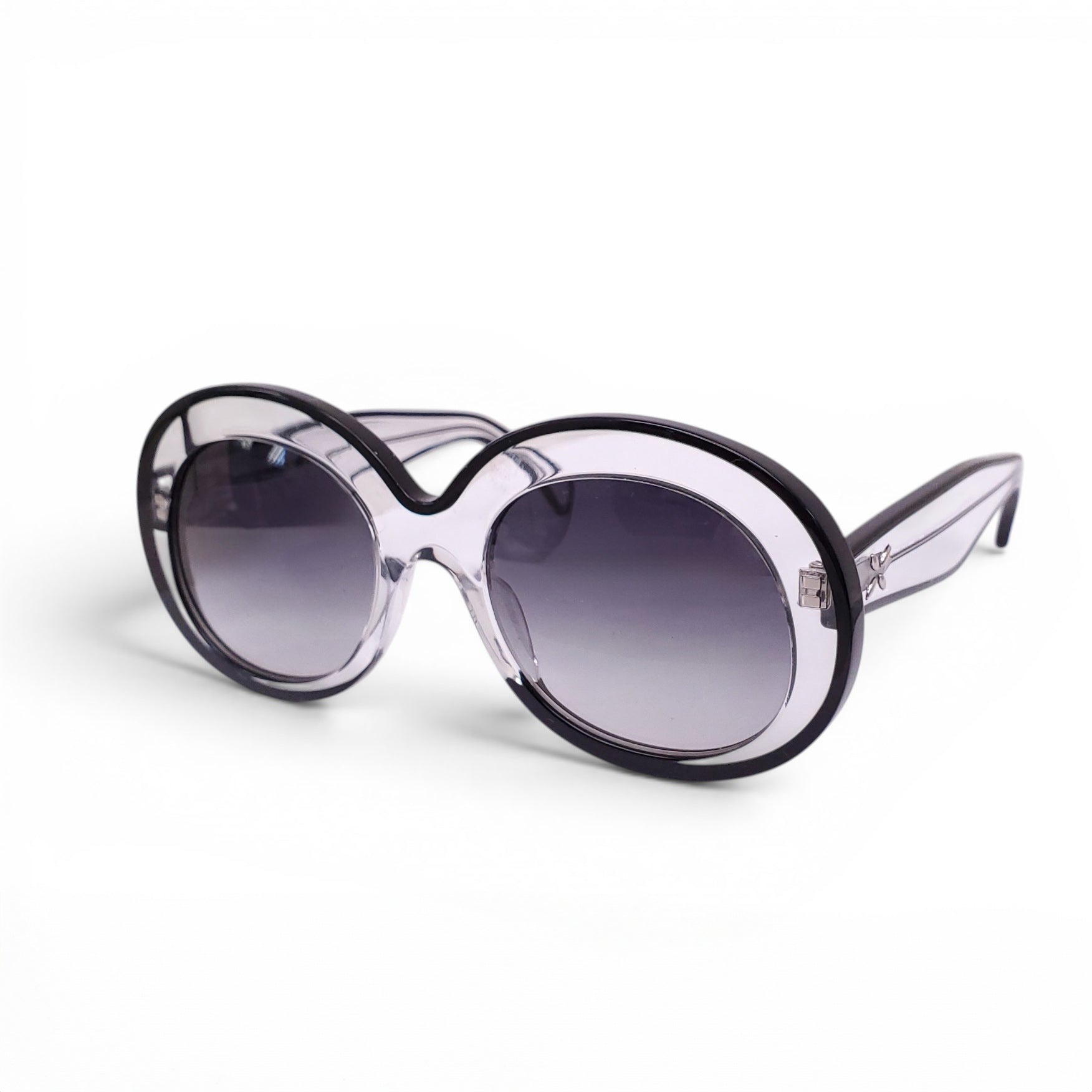 ALAÏA BLACK AND CLEAR CONTRAST LUCITE SUNGLASSES