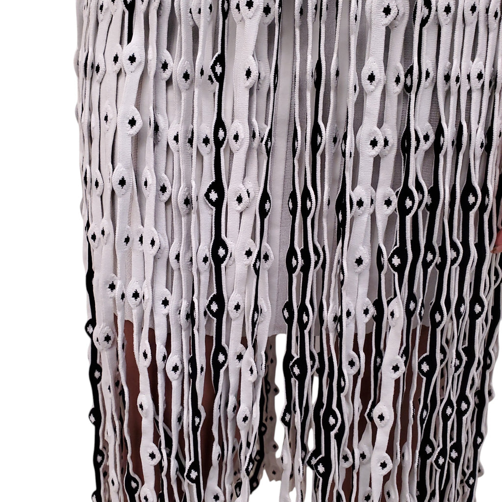 ALAÏA WHITE KNIT FRINGE DRESS - SIZE 40