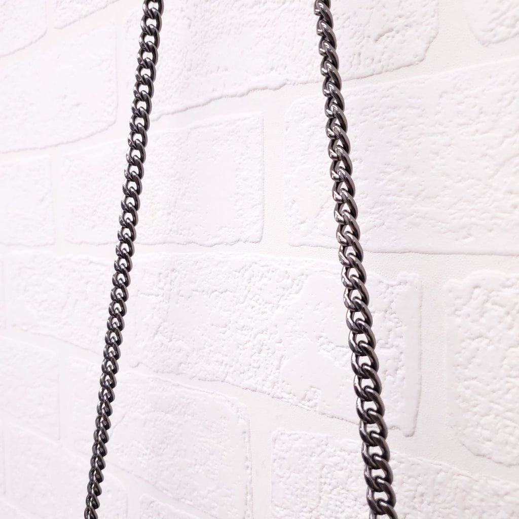 ALEXANDER MCQUEEN BLACK AND BLUE NYLON CHAIN LINKED CROSSBODY BAG