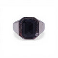 ALEXANDER MCQUEEN UNISEX SILVER AND BLACK SIGNET LOGO RING - SIZE 10