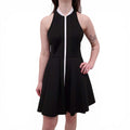 ALEXANDERWANG.T BLACK AND WHITE NEOPRENE SKATER DRESS WITH ZIPPER - SIZE L