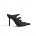 ALEXANDER WANG BLACK CRYSTAL LOGO HEELS - SIZE 39