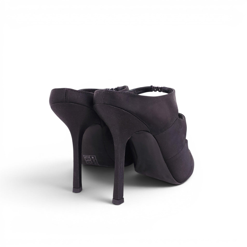ALEXANDER WANG BLACK CRYSTAL LOGO HEELS - SIZE 39
