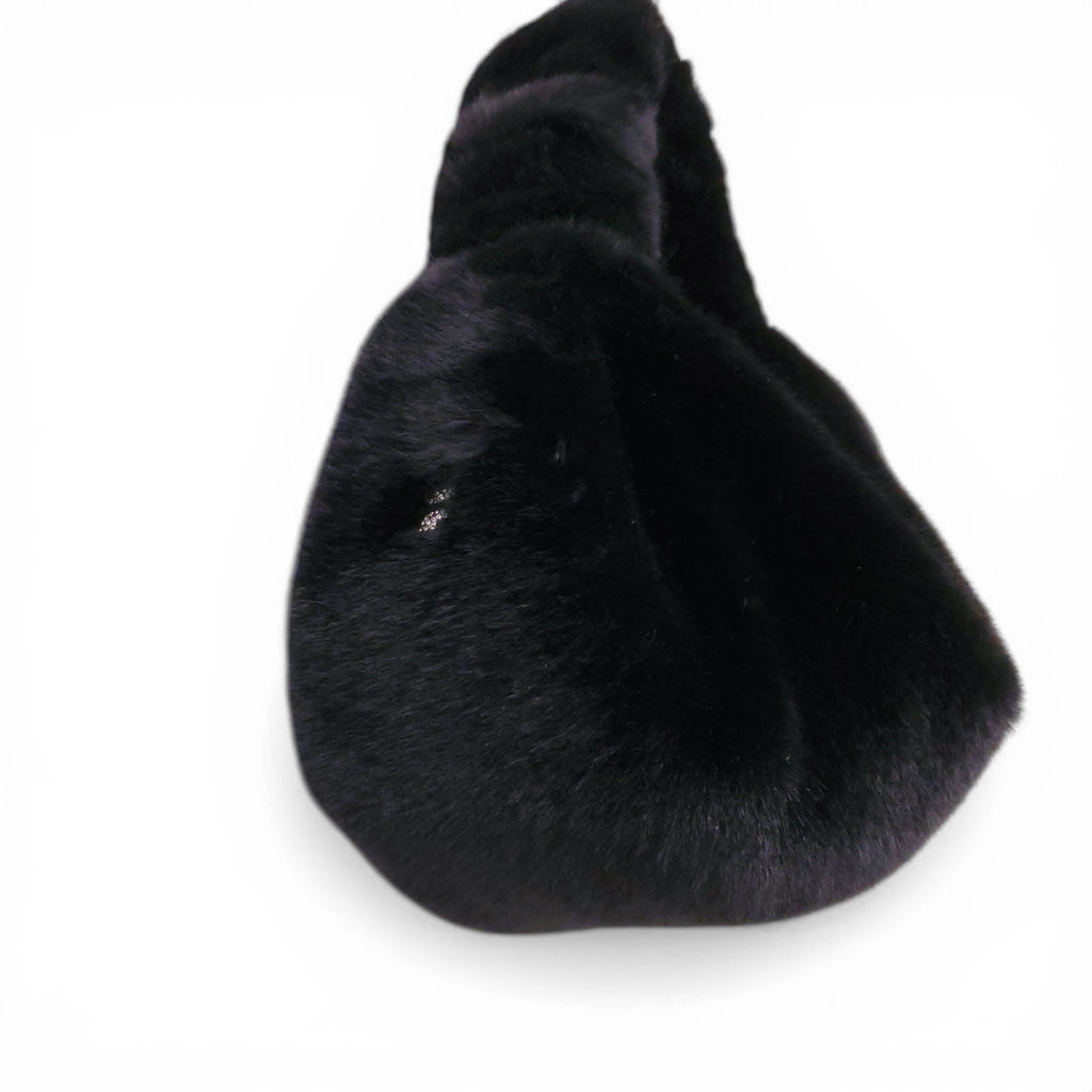 ALEXANDERWANG BLACK FAUX FUR MINI BAG WITH CRYSTAL LOGO DETAIL