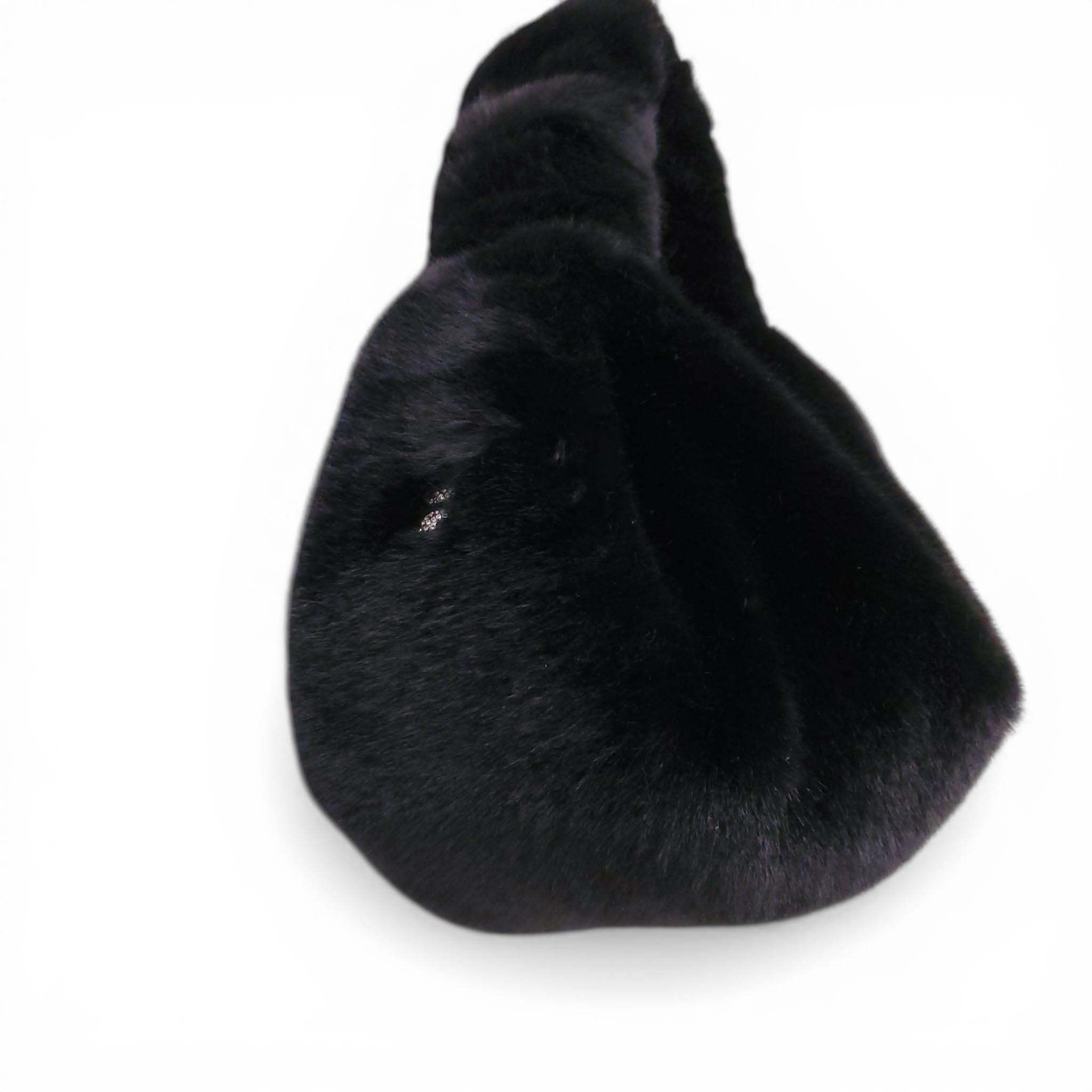 ALEXANDERWANG BLACK FAUX FUR MINI BAG WITH CRYSTAL LOGO DETAIL