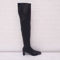 ALEXANDER WANG BLACK LEATHER 'MASCHA' THIGH HIGH BOOTS - SIZE 36.5
