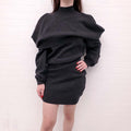 ALEXANDER WANG CHARCOAL INVERTED TURTLENECK DRESS - SIZES XS AND L