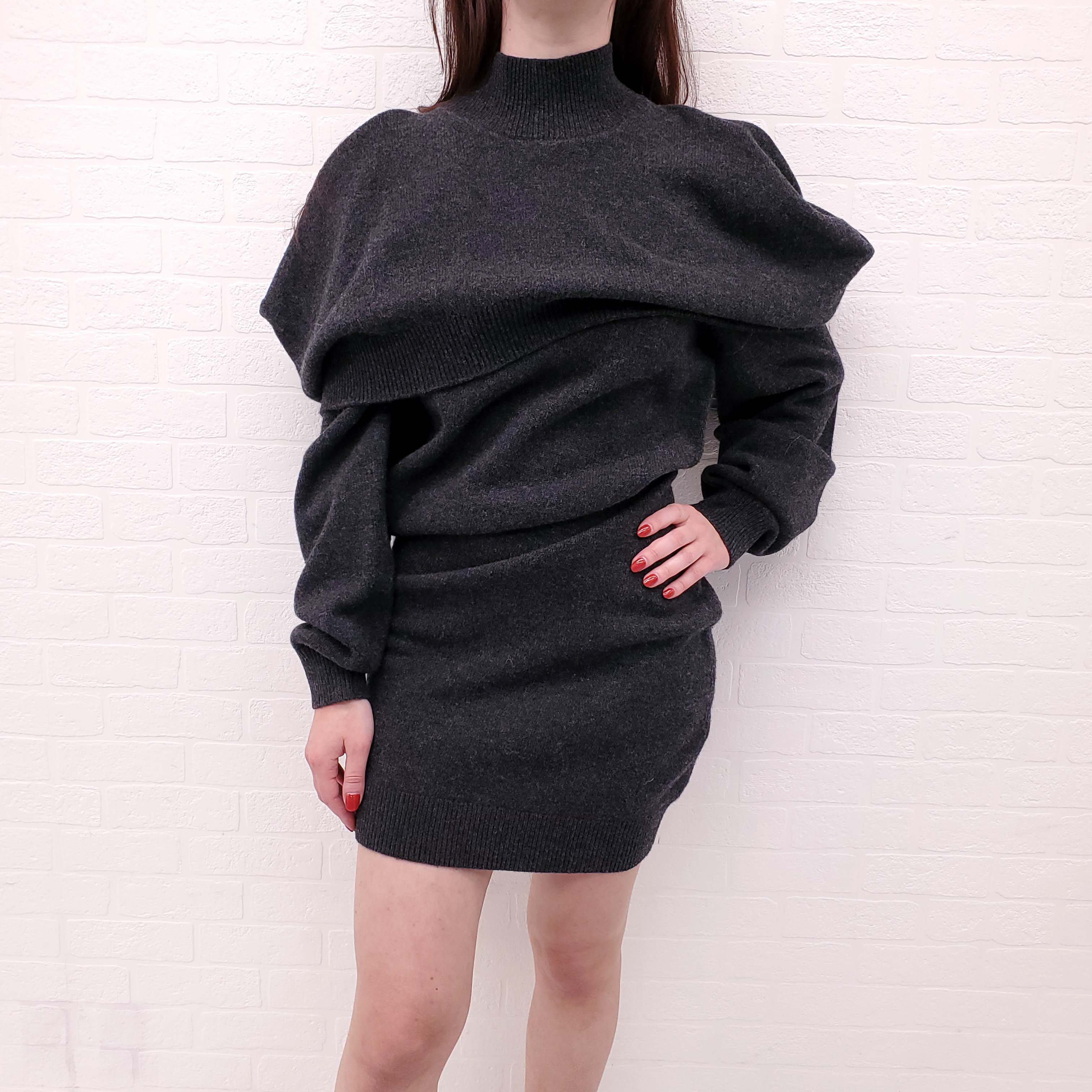 ALEXANDER WANG CHARCOAL INVERTED TURTLENECK DRESS - SIZES XS AND L