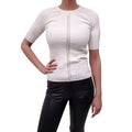 ALEXANDER WANG CREAM SHORT SLEEVE SWEATER WITH SILVER DETAILS - SIZE M