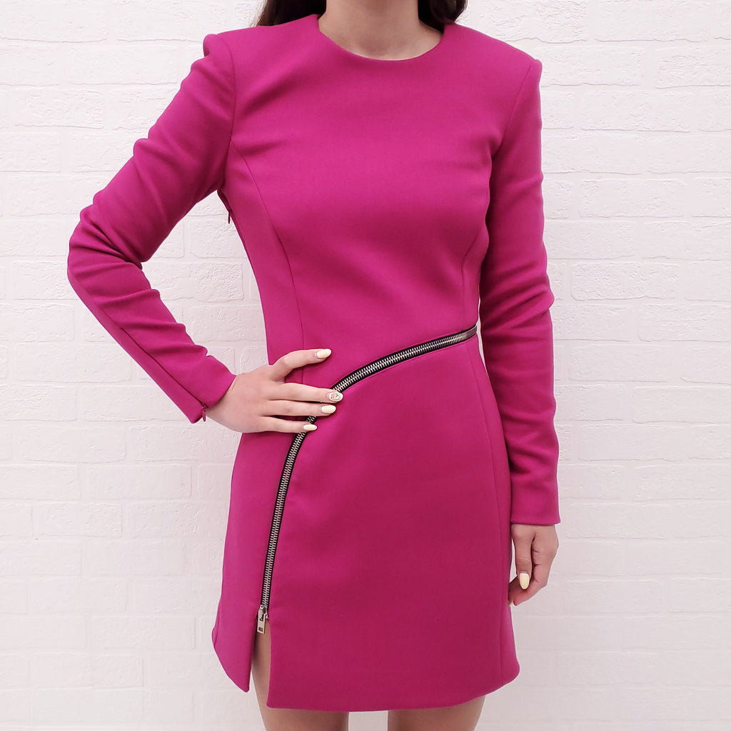 ALEXANDER WANG FUSCHIA DRESS WITH ZIPPER DETAIL - SIZE 4