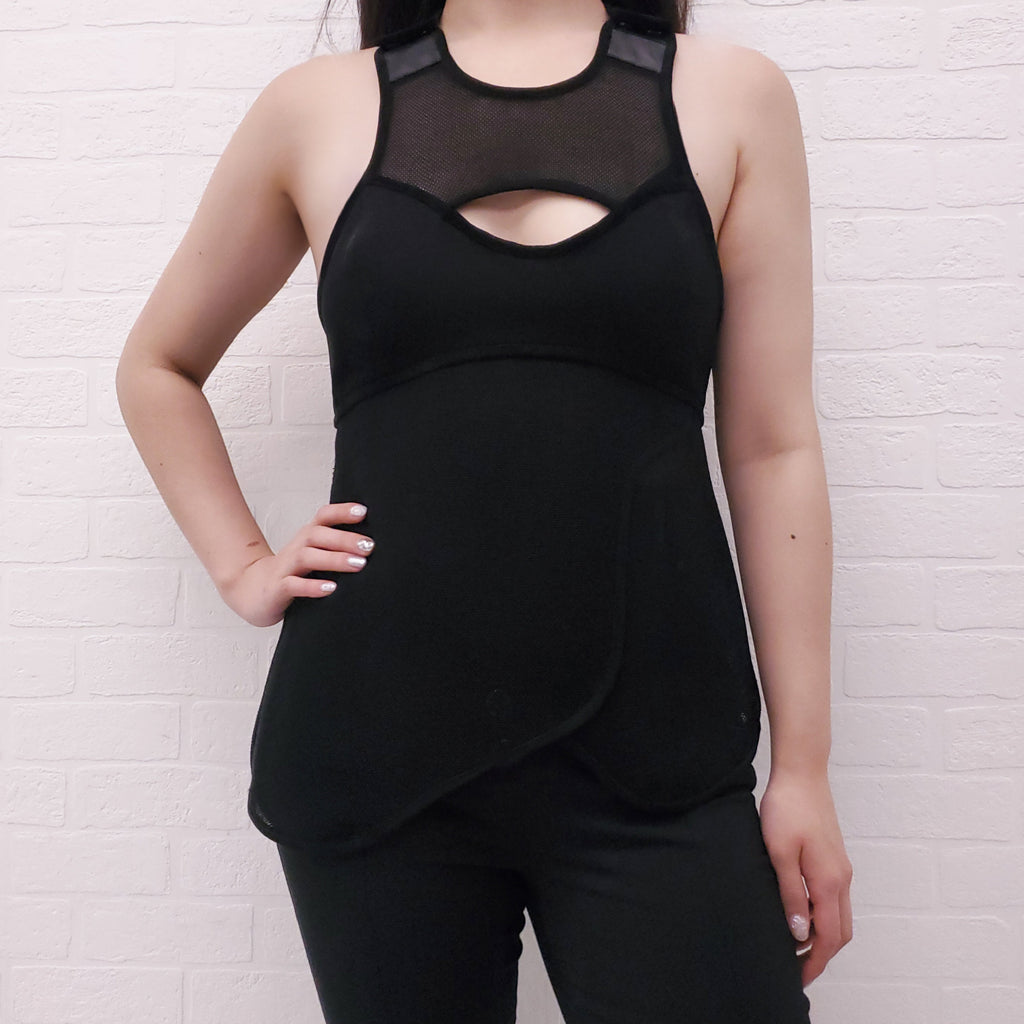 ALEXANDER WANG LEATHER AND FISHNET TANK TOP - SIZE 6