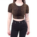 ALEXANDERWANG LEOPARD VELOUR CROPPED TOP WITH LOGO - SIZE XS