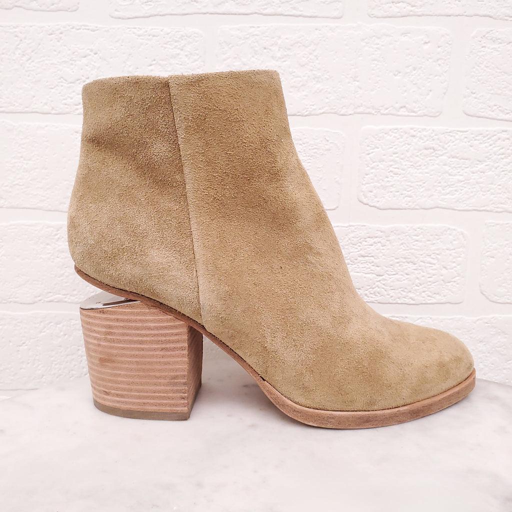 ALEXANDER WANG NUDE SUEDE BOOTIES WITH BLOCK HEEL - SIZE 37