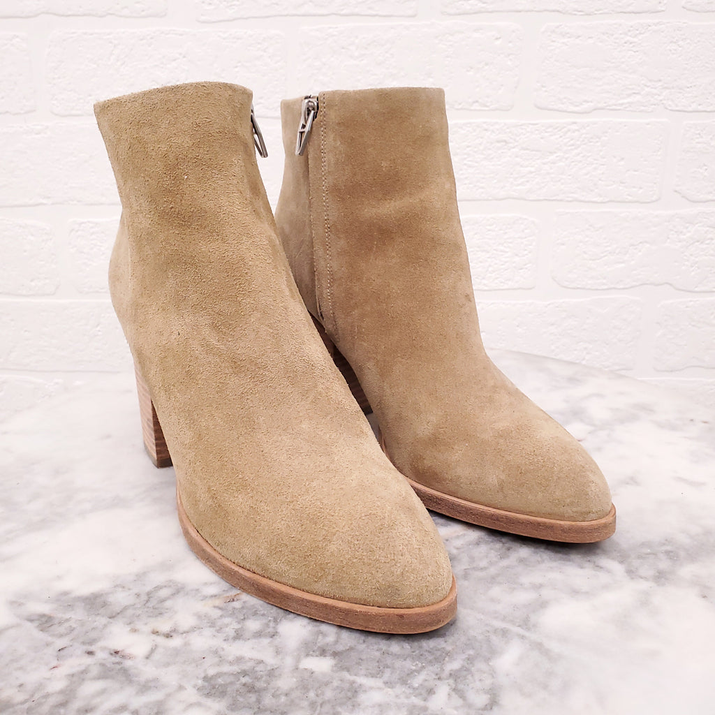 ALEXANDER WANG NUDE SUEDE BOOTIES WITH BLOCK HEEL - SIZE 37
