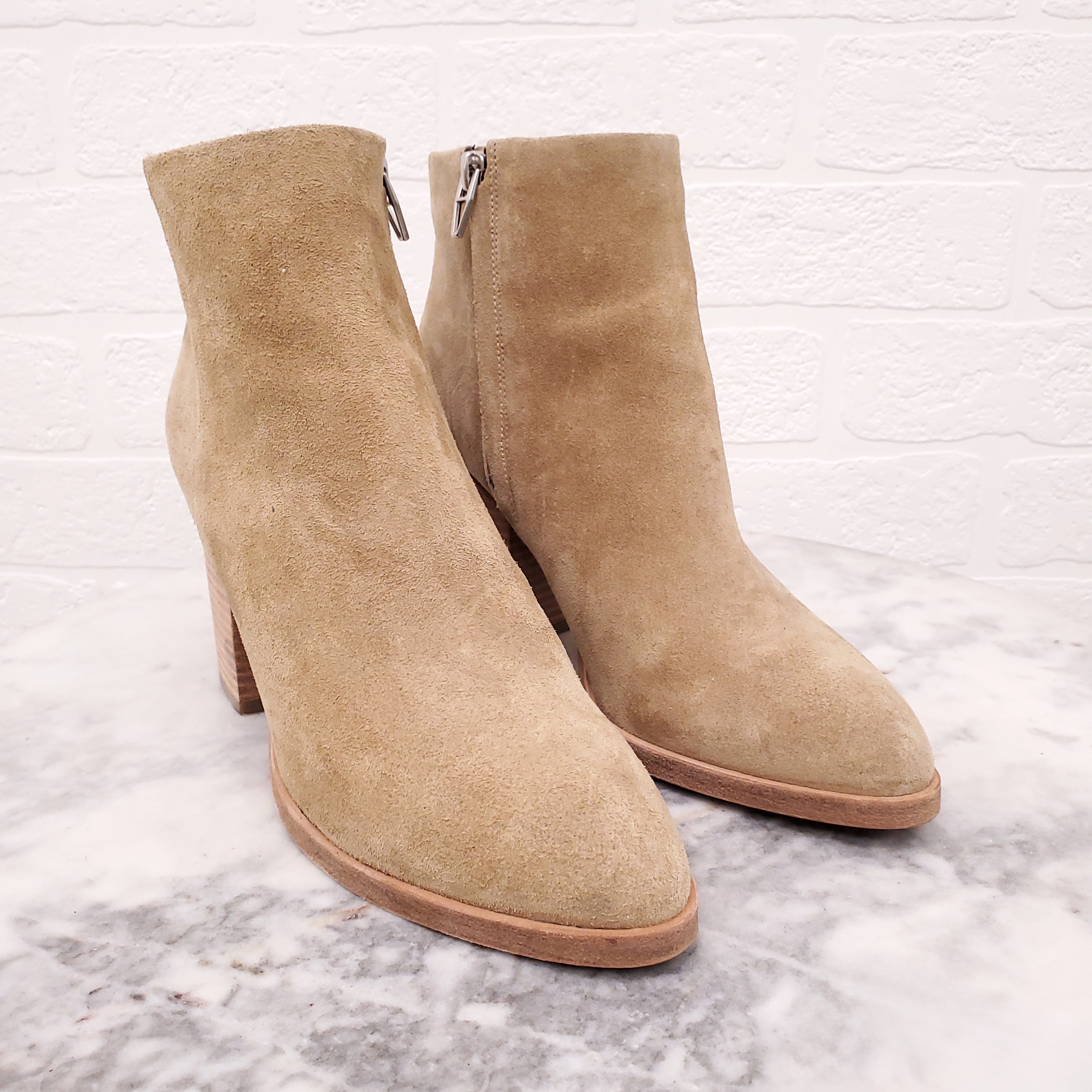 ALEXANDER WANG NUDE SUEDE BOOTIES WITH BLOCK HEEL - SIZE 37