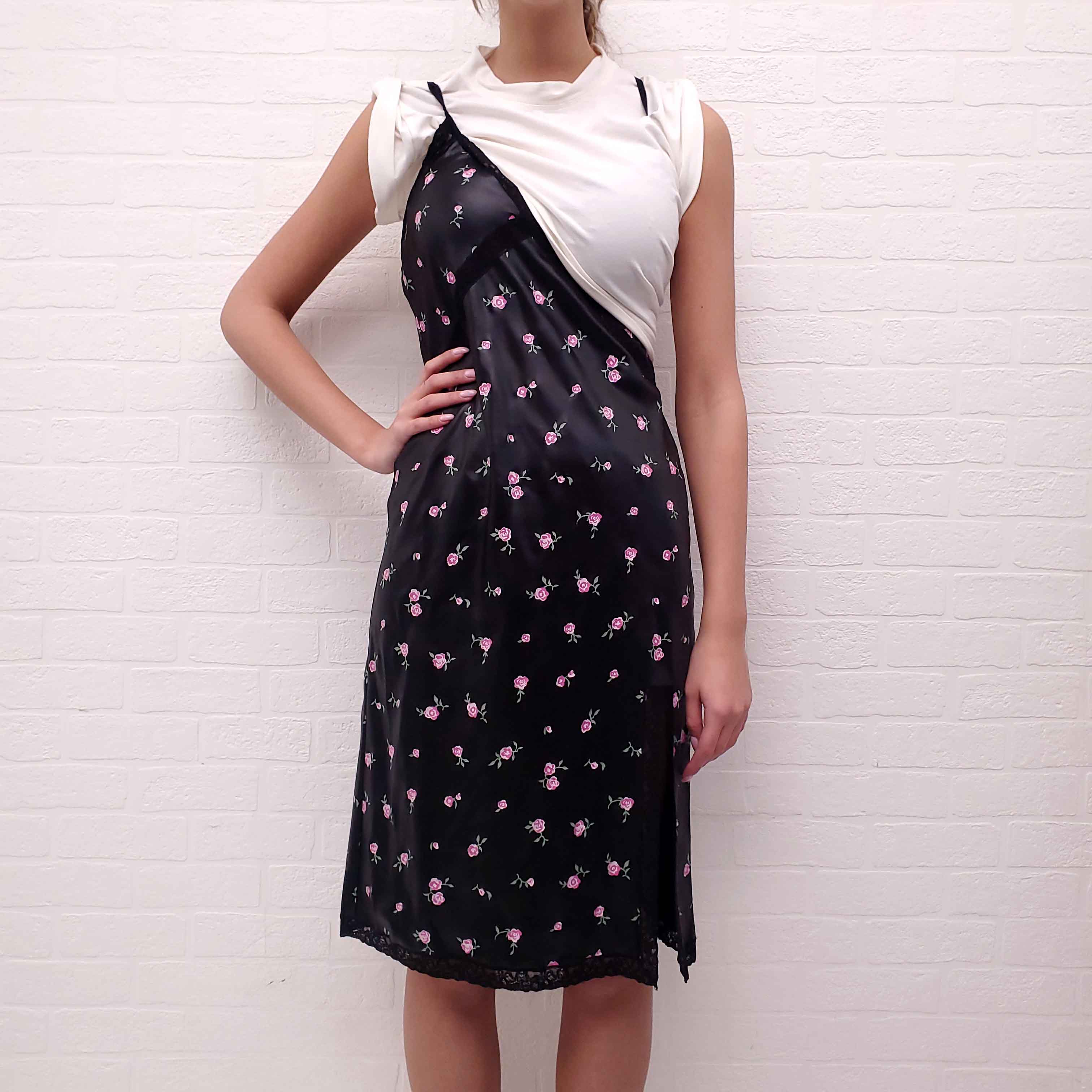 ALEXANDER WANG SHORT SLEEVE FLORAL SLIP DRESS - SIZE 4
