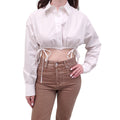 ALEXANDER WANG WHITE RUCHED CROPPED BLOUSE - SIZE XS