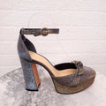 ALEXANDRE BIRMAN SPARKLE PLATFORM HEEL WITH BOW DETAIL - SIZE 40