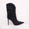 ALEXANDRE VAUTHIER BLACK METALLIC TWEED BOOTIES - SIZE 40