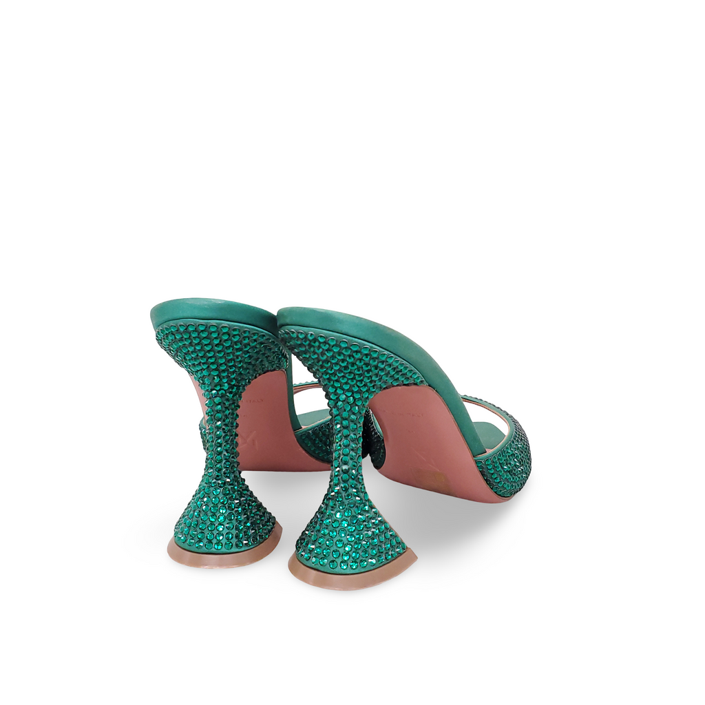 AMINA MUADDI GREEN CRYSTAL HEELS - SIZE 36