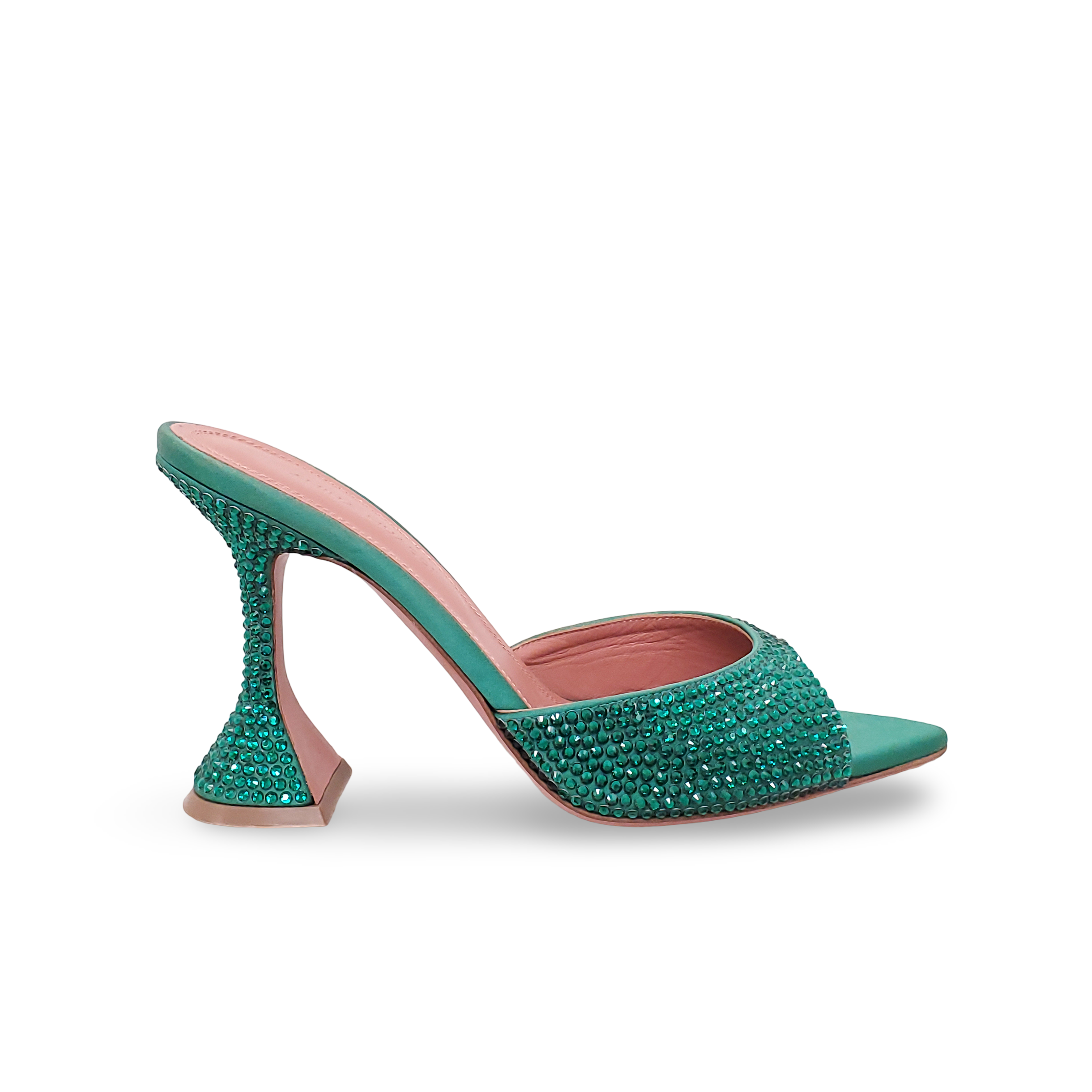 AMINA MUADDI GREEN CRYSTAL HEELS - SIZE 36