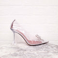 AMINA MUADDI LUCITE HEELS WITH CRYSTAL BOW - SIZE 41
