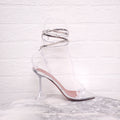 AMINA MUADDI SILVER WRAP AROUND HEELS - SIZE 38