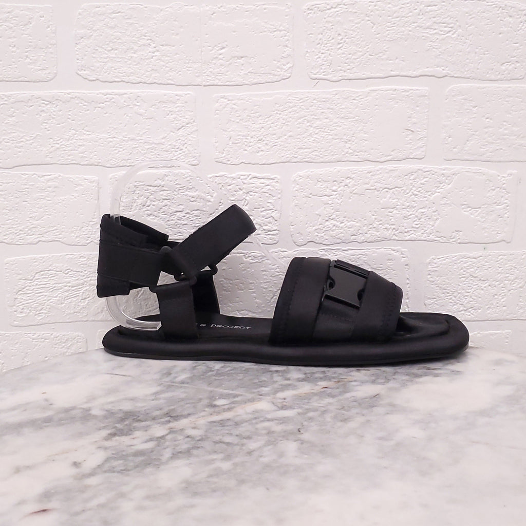 ANOTHER PROJECT BLACK SATIN SANDALS WITH BUCKLE - SIZE 39