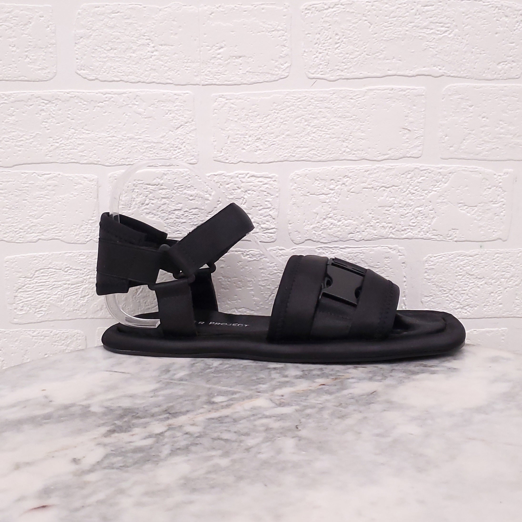 ANOTHER PROJECT BLACK SATIN SANDALS WITH BUCKLE - SIZE 39