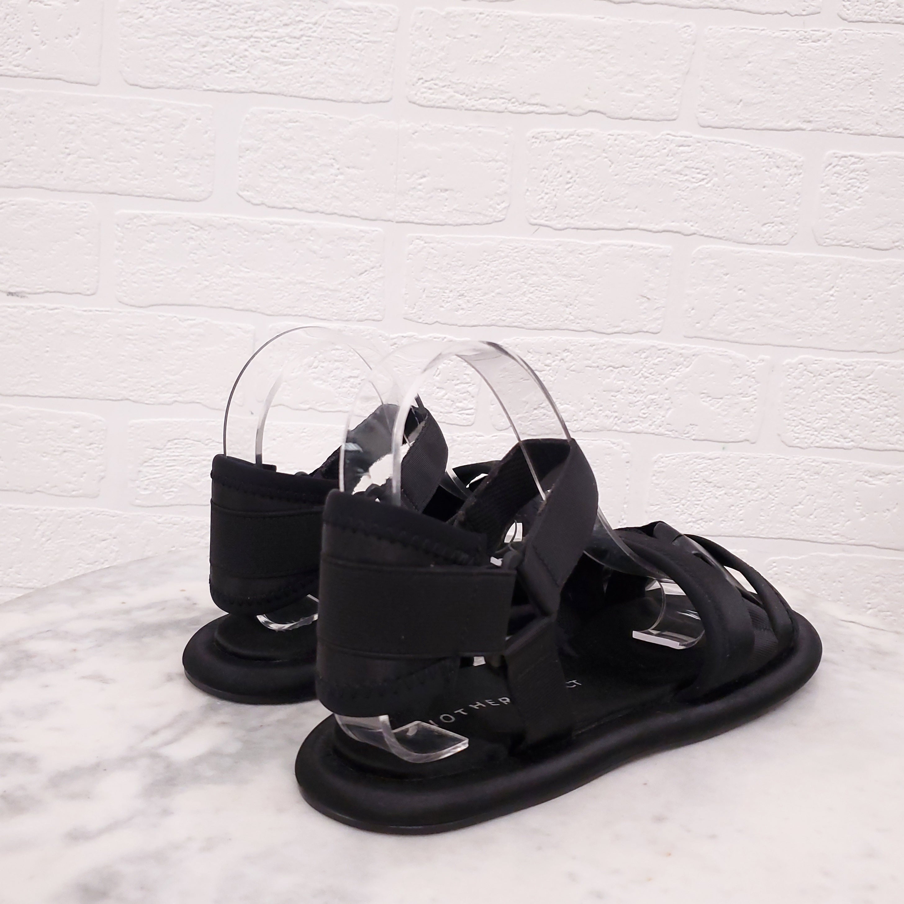 ANOTHER PROJECT BLACK SATIN SANDALS WITH BUCKLE - SIZE 39