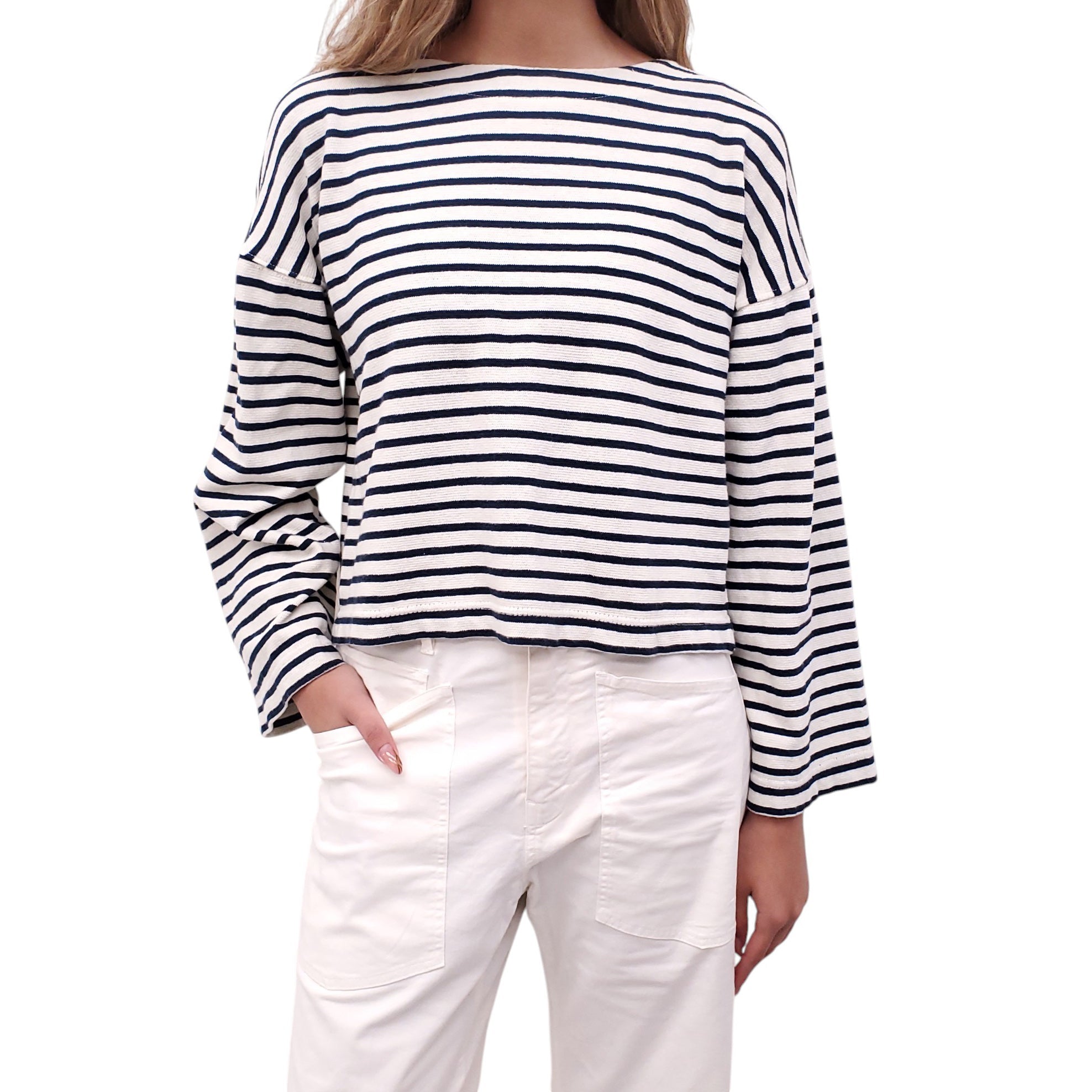 APIECE APART STRIPED LONG-SLEEVE TOP - SIZE M