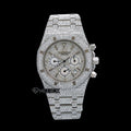 AP Royal Oak Chronograph Full Pave Diamond Dial Stick Markers Diamond Bezel Fully Iced Out Moissanite Watch