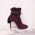 AQUAZZURA BURGUNDY SUEDE BOOTIES - SIZE 36.5