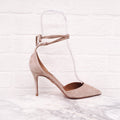 AQUAZZURA NUDE SUEDE TIE UP HEELS - SIZE 37