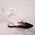 ATTICO PEARL AND CRYSTAL WRAP AROUND FLATS - SIZE 35
