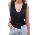 AYA MUSE BLACK KNIT ASYMMETRICAL SWEATER VEST - SIZE M