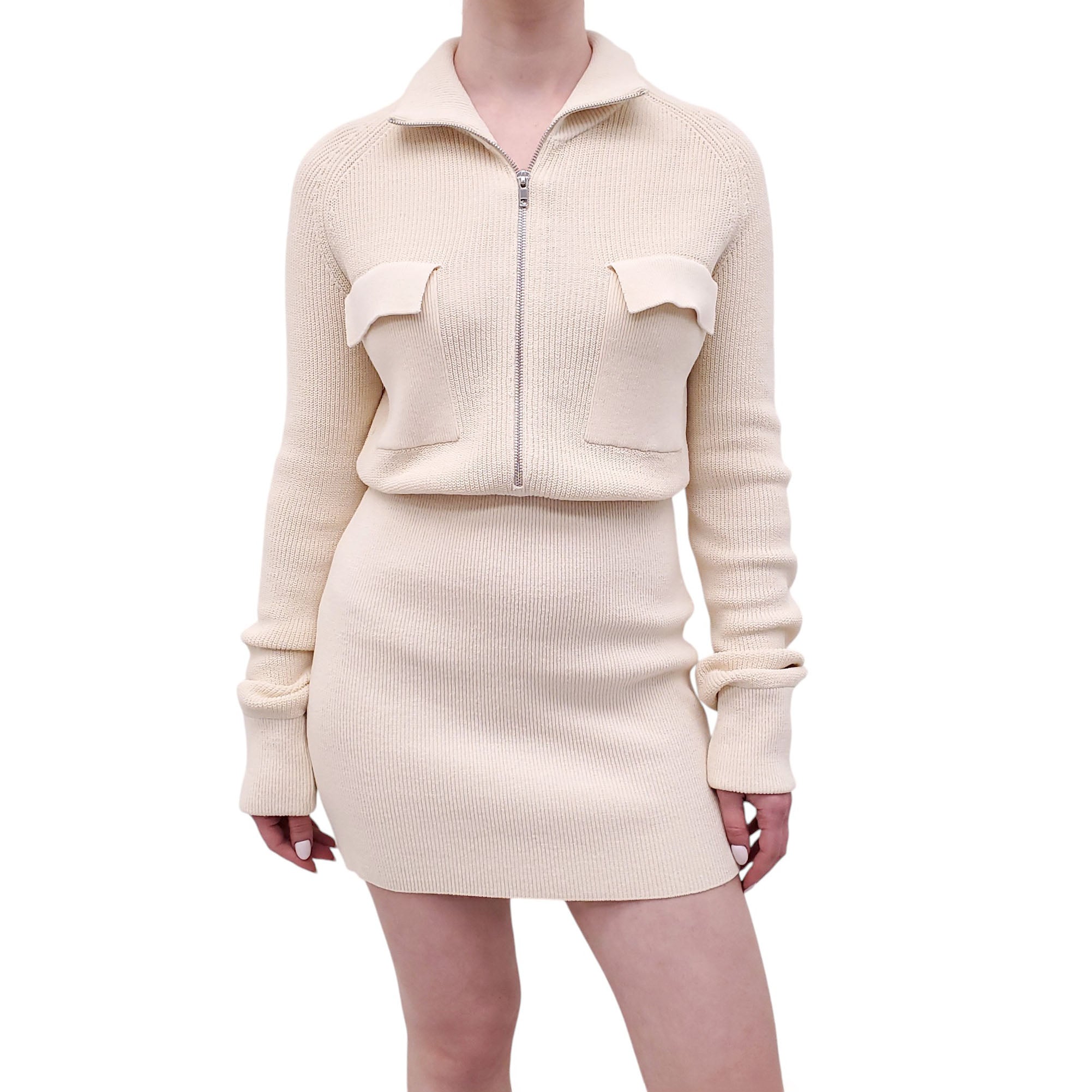 AYA MUSE CREAM KNIT SWEATER DRESS - SIZE L