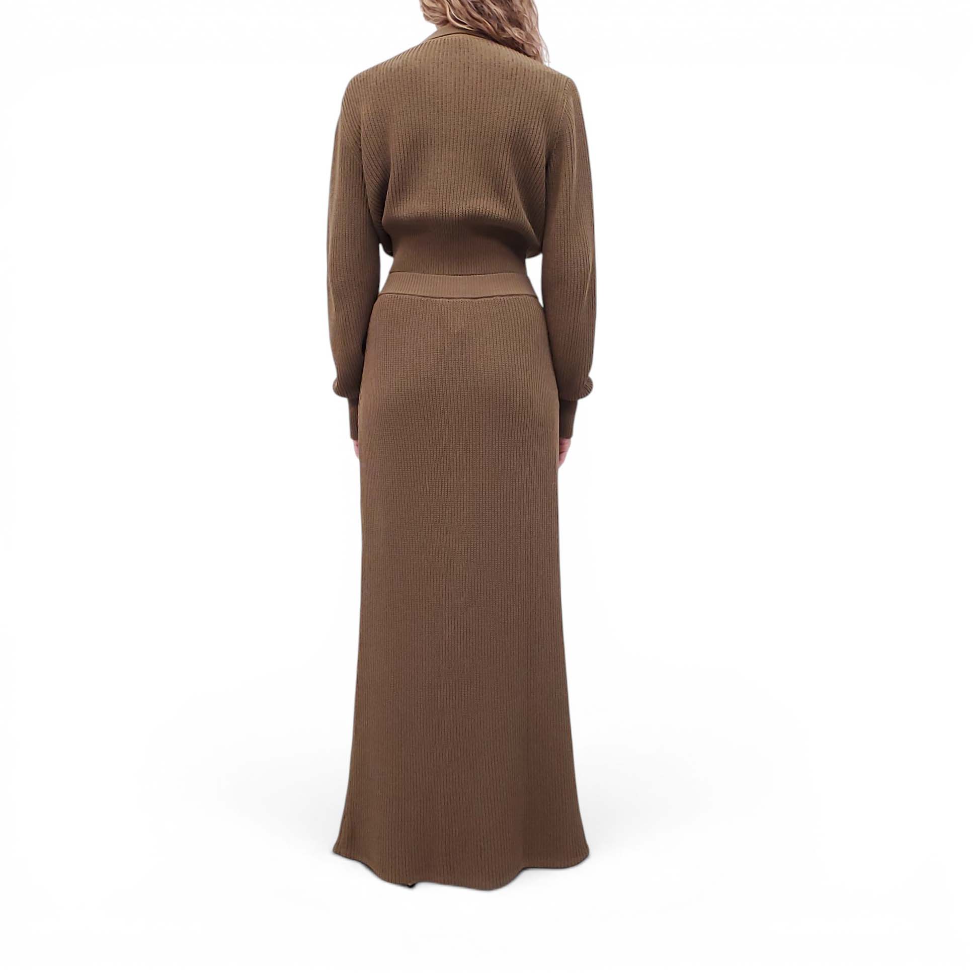 AYA MUSE KHAKI GREEN RIBBED KNIT SET - SIZE S
