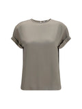 Brunello Cucinelli Women Silk Blouse With Monili Chain