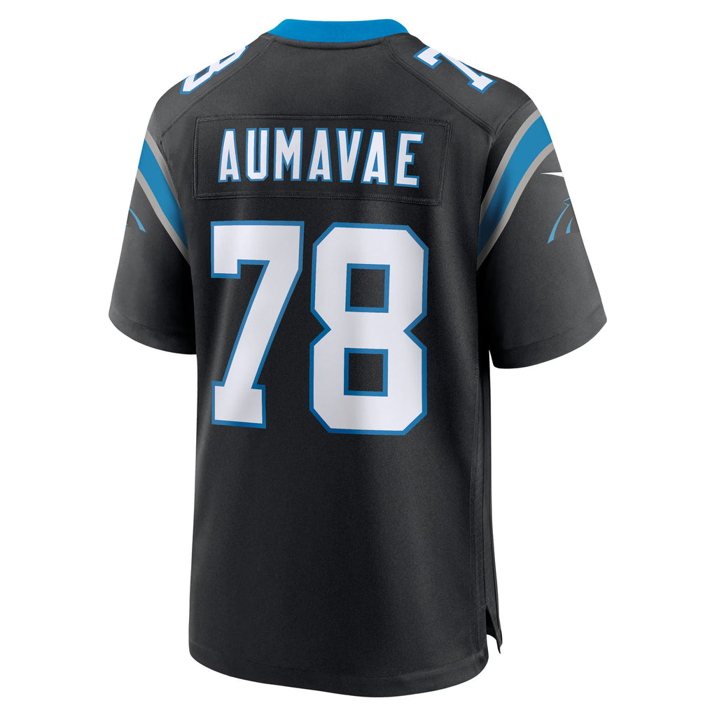 Carolina Panthers Popo Aumavae Black Team Game Jersey