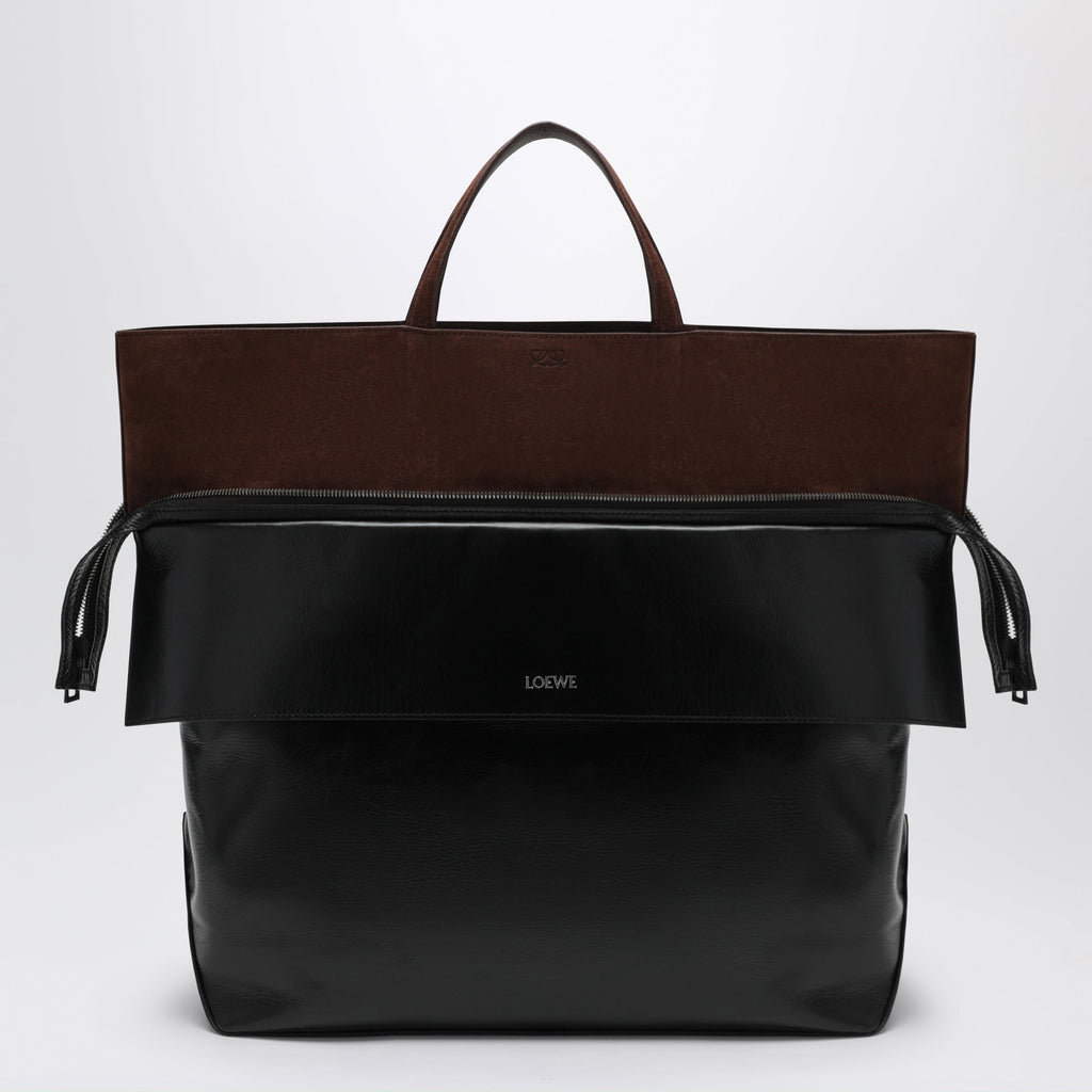 Loewe Large Switch Tote Bag In Black/Espresso Leather And Suede Men
