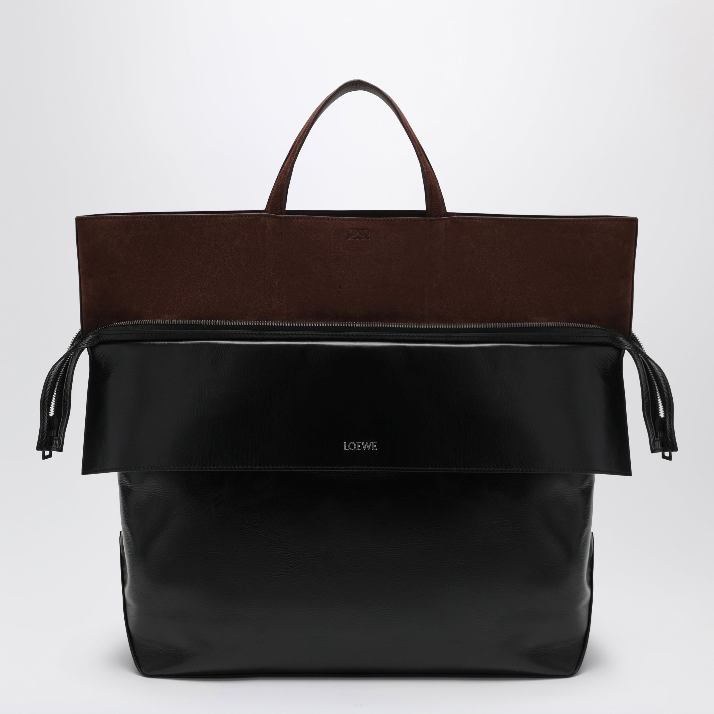 Loewe Large Switch Tote Bag In Black/Espresso Leather And Suede Men