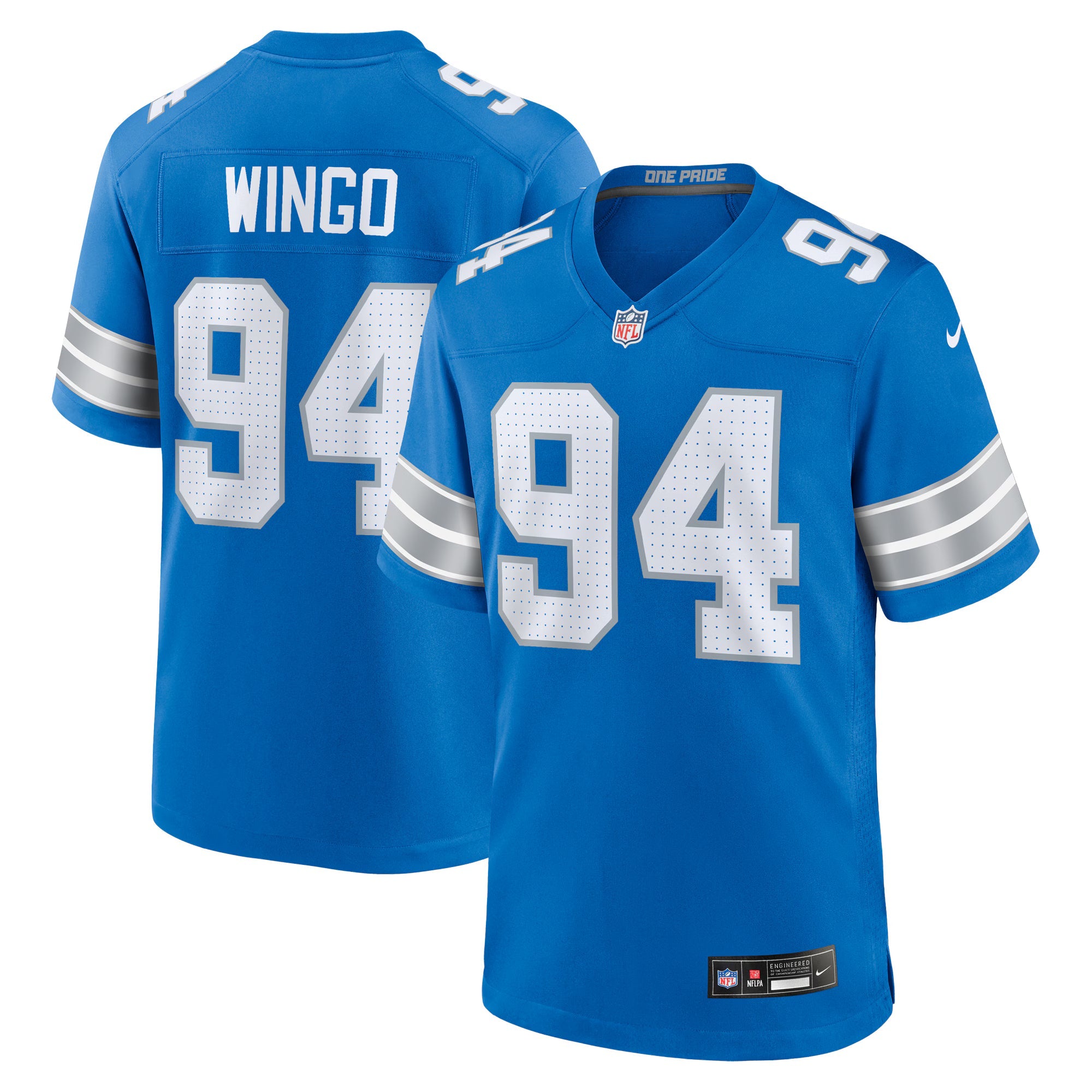 Detroit Lions Mekhi Wingo Blue Team Game Jersey