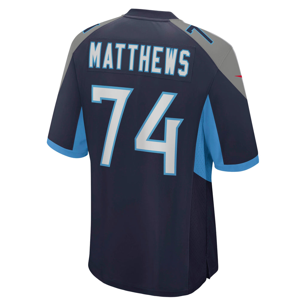 Tennessee Titans Bruce Matthews Navy Retired Player Jersey