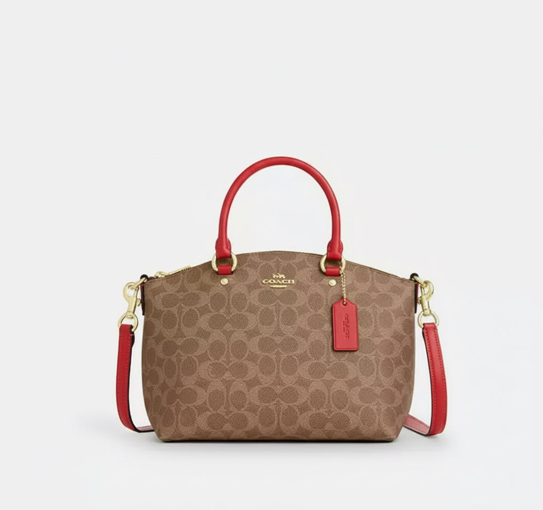 NWT Coach Sadie Satchel Bag In Signature Canvas & Leather