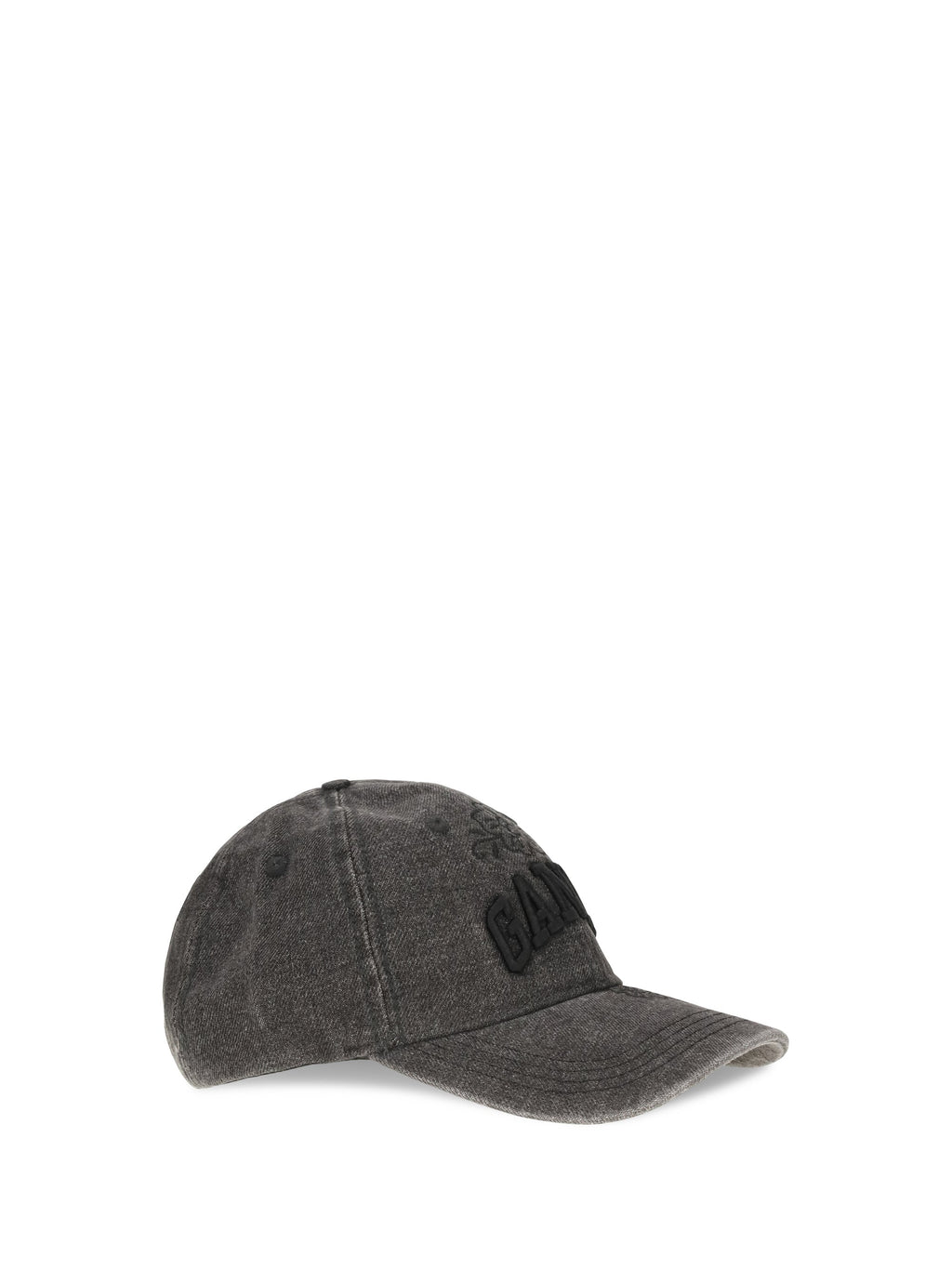 Ganni Women Baseball Cap In Embroidered Denim